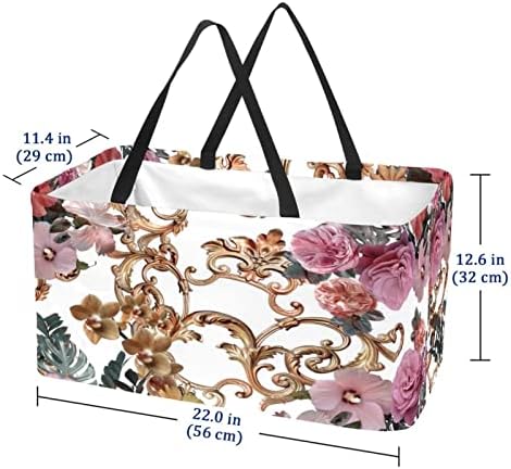 Цвеќиња за шопинг корпа за еднократна употреба на намирници за перење на намирници, преносни пикнички торбички торбички торбички