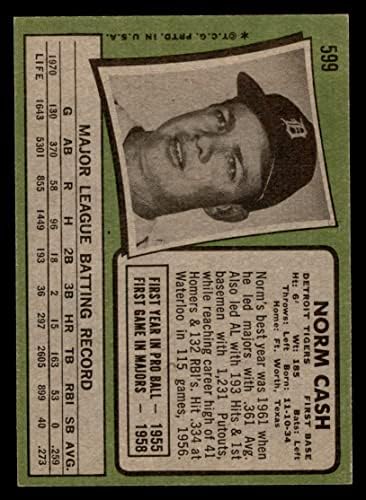 1971 година Топс Редовна бејзбол картичка599 Норма готовина од одделение од Детроит Тигерс Одлична