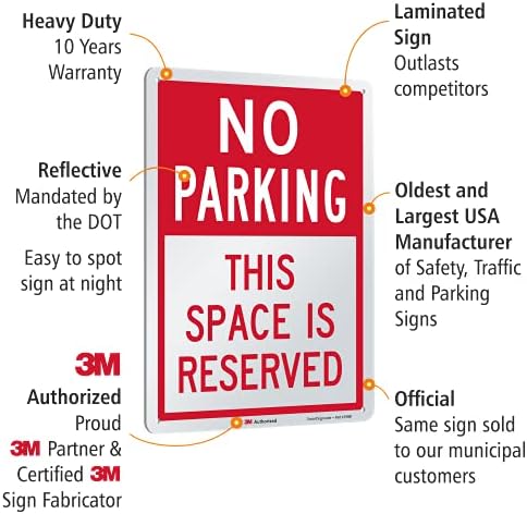SmartSign „Без паркинг - овој простор е резервиран“ знак | 10 x 14 инженерско одделение рефлективен алуминиум