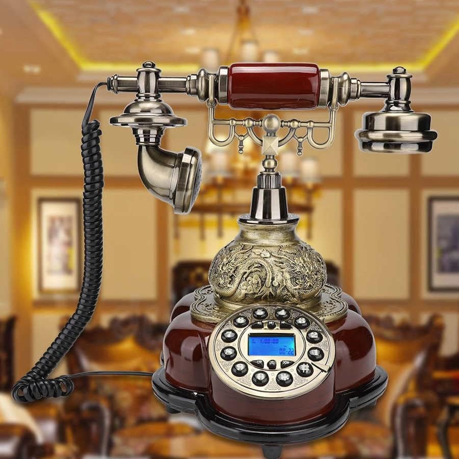 N/A Антички кабел Телефонски фиксни дигитални ретро телефонско копче бирање гроздобер декоративни цврсти дрвени телефони Полената домашна