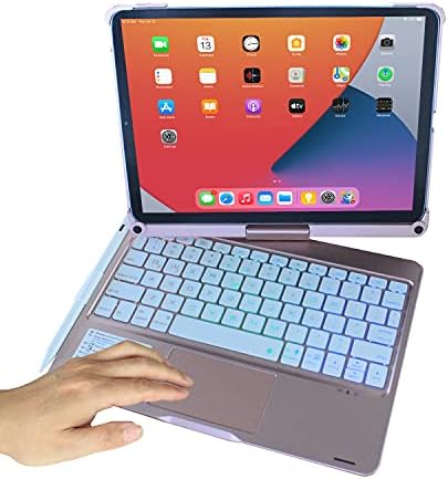 Mymax Trackpad Тастатура Случај за 10.9 iPad Air 5-ти 2022 /Воздух 4-ти 2020/iPad Pro 11 2021 3-ти/2020 2-ри/2018 1-ви Генерал, Со Bluetooth 5.1 Безжична Контрола, 7-Боја Позадинско Осветлување, &засилувач; 3