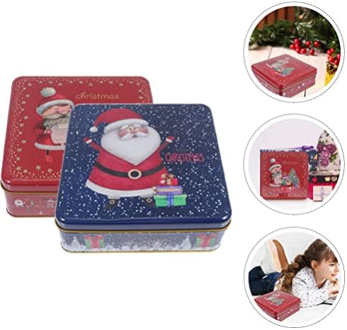 ДОИТУЛ 2 парчиња Божиќна Кутија За Подароци За Божиќна Забава Кутија За Бонбони За Колачиња Калај Кутија Квадратна Лимена Конзерва За Божиќно Лекување Кутии Конте?