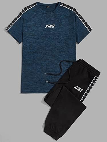 Oshho Облека со две парчиња за мажи мажи графички мета и влечење џемпери