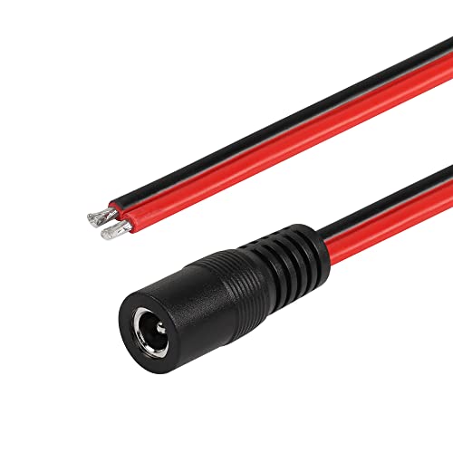 Cerrxian DC5521 Power Pigtails Cable, 0,3M 1FT 14AWG 5,5 mm x 2,1 mm DC Femaleенски голи жица со отворена крајна жица, кабел за поправка на снабдување со DC за CCTV Security Camera LED лента за светло итн.