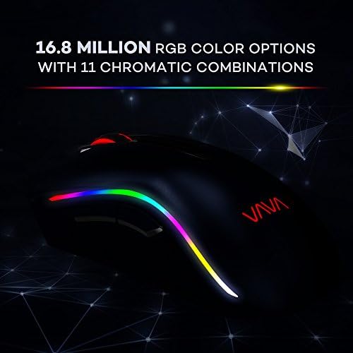 Глувче за игри на вава хрома со 16,8 милиони опции за боја на RGB, механички глушец со ергономски десен дизајн