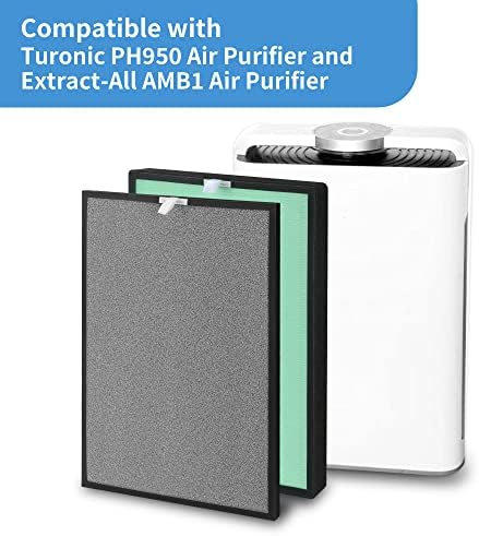 Filter Air Filter XBWW за Turonix PH950 и Extract-All AMB1 прочистувач, 4 фази на филтрација со вистински филтер HEPA/Blue памук, активиран