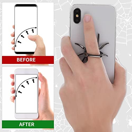 Носители на прстени за мобилни телефони Cobee Spider, 2 парчиња метални пајаци со прсти со прсти со кристал камен ладно влекачи со ракави