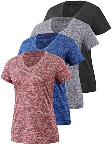 Xelky 3-4 пакет женски сув фит маичка со кратки ракави за кратки ракави влага за атлетски кошули спортски активни облеки за вежбање на вратот