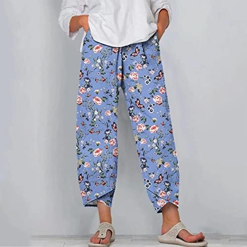 Жени хипи панталони летни модни модни бохо цветни каприци широки панталони за нозе плус големина лабава обична должина џемпери