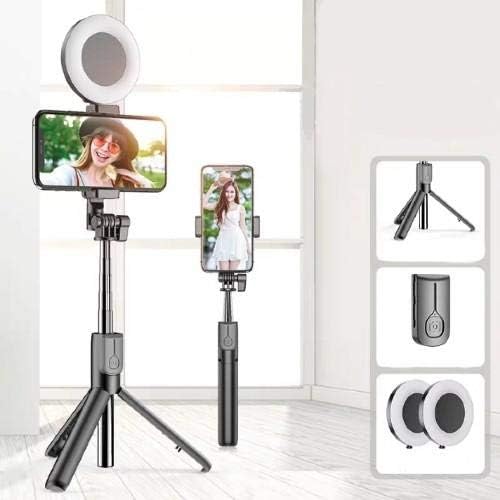 Штанд со боксер и монтирање компатибилен со Alcatel 1x - SelfiePod на Rinllight, Selfie Stick Extendable Arm со прстенеста светлина
