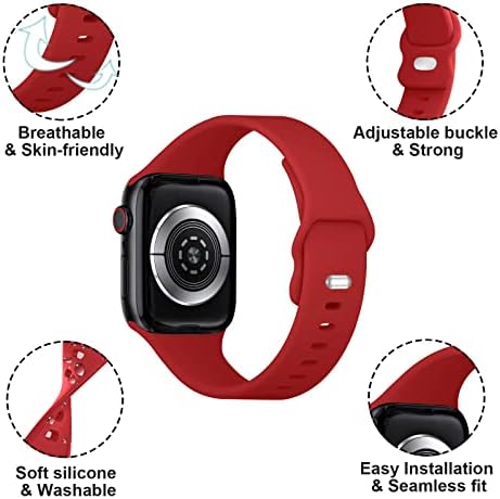 TopBang компатибилен со Apple Watch Band 38mm 40mm 41mm за жени мажи, iWatch Silica Gel Band мека прилагодлива замена на Apple Watch Sport Band