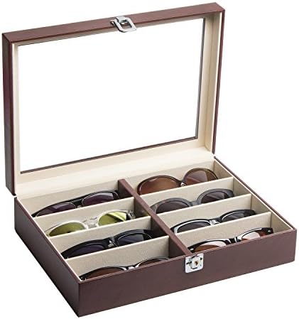 Jackcubedesign 8 Прегради Кожен Организатор За Прикажување Очила, Фиока За Кутии За Складирање Очила За Сонце Со Акрилна Обвивка-MK379A