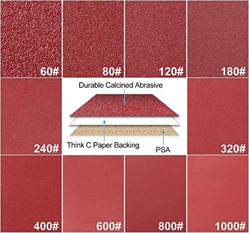 PSA 6 инчен лепило за пескарење диск поддржан 60-1000 решетки за пескарење 4 × 36-инчен алуминиум оксид 12 парчиња