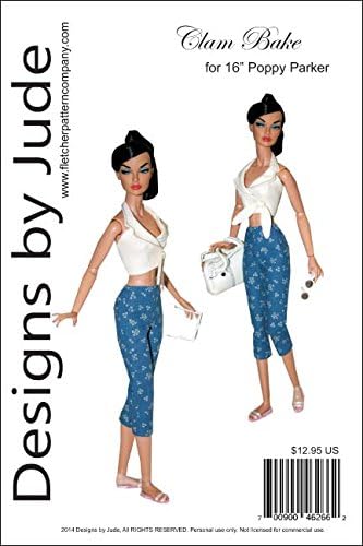 Дизајни од udeуд Клем печати печатена шема за шиење за 16 Интегритет на кукли од афион Паркер