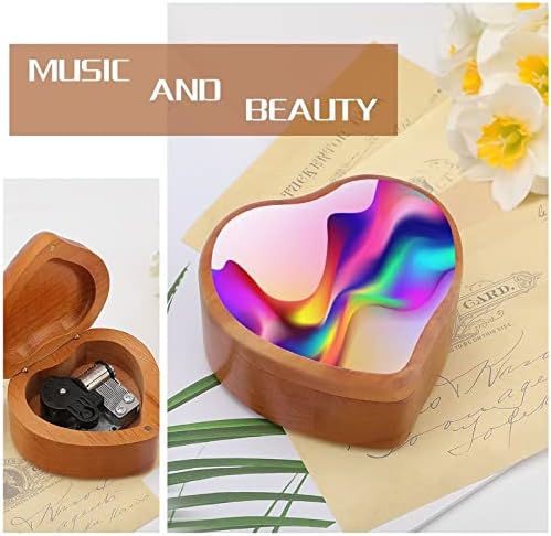 Nudquio течен течен облик на срцева форма дрвена музичка кутија гроздобер часовници музички кутија роденденски подарок за Денот на вineубените