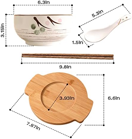Јапонски сад за кујна yingxue сет со дрвена капаче, супа лажица, дрвени стапчиња за јадење, бамбус послужавник, керамика рамен сад, керамички