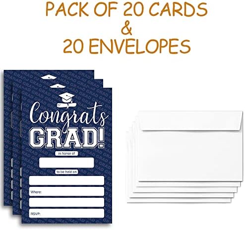 Фујлој 20 Картички со Пликови, покани за забава за дипломирање 2023, 2023 Колеџ, Средно Училиште, Универзитетска Прослава.（027）