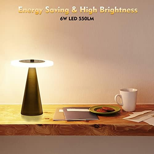 Светилка за златна маса, 8 LED стилски метална предводена табела со сензор за допир, четкан месинг финиш, 3 температури во режимот на