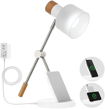 LED -ламба за предводена биро, светла за домашна канцеларија, биро ламба со безжичен полнач 15W, ламба за прилагодување на допир од