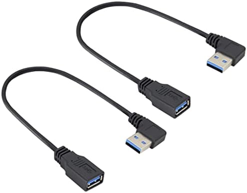 HCFENG USB 3.0 десен агол Машки до женски продолжен кабел USB 3.0 Лев лакт маж до USB 3.0 женски адаптер супер брзина USB 3.0 машки до женски