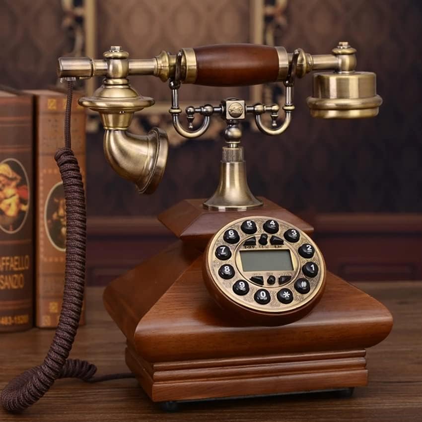Mmllzel Antique Retro Telephone Solid Lood Fandline Decoration, копче за копче со лична карта за повик, повик со лична врска