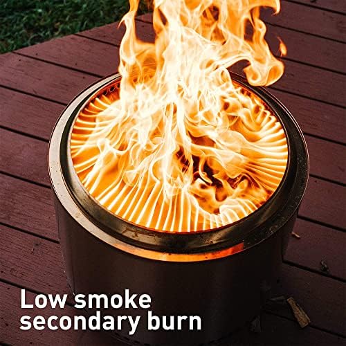 Соло шпорет Јукон 2.0 со штанд, без чад од оган | Преносен камин што гори дрво со отстранлива тава за пепел, голем отворен оган, не'рѓосувачки