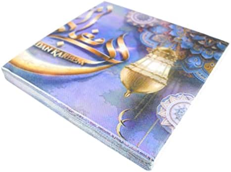Декор За Трпеза За Вечера Рамазан Мубарак Хартиена Салфетка за Еднократна Употреба: 100 парчиња Муслиманска Забава Снабдува Салфетки За