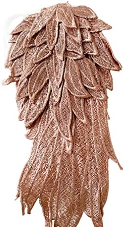 Pepperlonely1 Пар за везење ангелско крило Апликација за шиење цветни јаки за венчаница наметка за невестински фустани облека DIY занаети, 16 x 5 инчи, сребрена сива боја