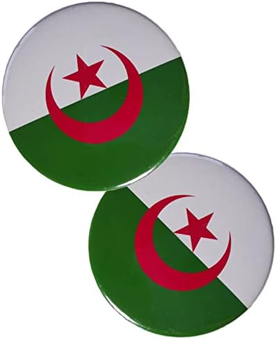 Vmcoatdu Round Algerria Flag International Travel Travel Big Pins легура за пренесување на топлина, направено метален сувенир за ранец
