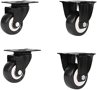 NHOSS 1,5 инчен црна вртливата рамна кастри софа тролеви тркала со оптоварување со мебел од 50 килограми ПУ гума од кастри