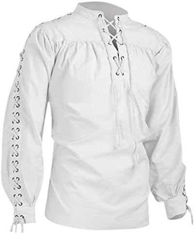 Средновековни Кошули ЗА Мажи 5xl Мода Долга Завој Блуза Човек Готска Кошула Мажи Ракав Квалитет Висока Машка Блуза