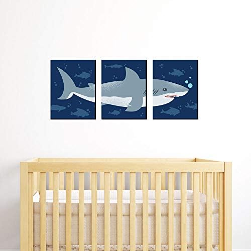 Голема точка на Зоната на ајкула од среќа - расадник wallидна уметност, декор за детска соба и декорација на домашна ајкула