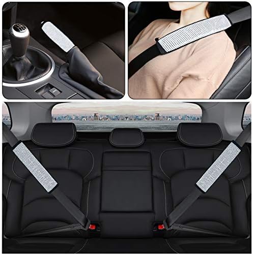 Gioyonil Car Bling Seat Belt Подлочиња за рамо, рачно изработени rhinestones меки кадифени сопирачки за безбедност на сопирачката за безбедност