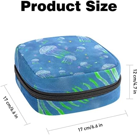 Санитарна торба за складирање на салфетка океана шарена медуза менструален период на држач за држач преносен со патент за тинејџери