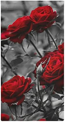 Црвена Цветна Крпа За Раце Комплет Од 2 Абсорбента За Цвеќе Од Роза Мек Кујнски Сад Подарок Крпа За Гости Брзо Сушење Крпи За