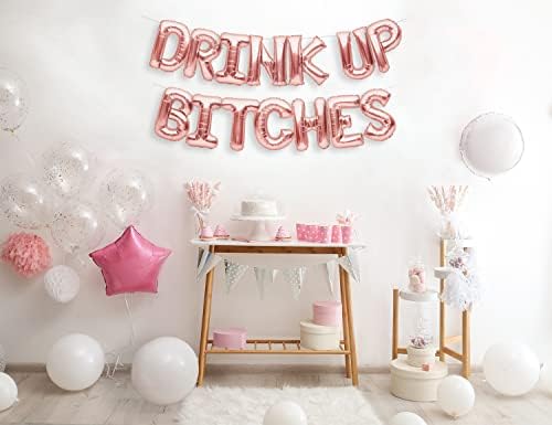 Забава засекогаш Розово Злато ПИЈТЕ КУЧКИ Балон Банер Невестински Туш Моминска Вечер Балони Украси или Украси За Роденденска Забава