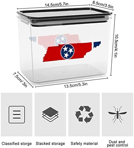 Тенеси Држава Знаме Мапа Пластична Кутија За Складирање Контејнери За Складирање Храна Со Капаци Тегла Со Ориз Запечатена Кофа За Организација