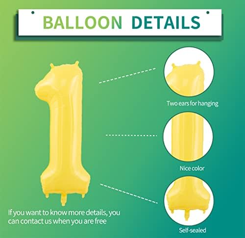 40 Инчен Жолт Број 1 Балон Голема Миларна Фолија Хелиумски Балони за Украси за Забави на 118 Ти Роденден