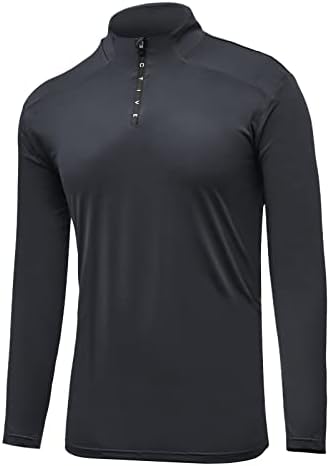 ФРТЦВ Менс кошули четвртина патент-маички за вежбање со долг ракав Атлетски голф маичка Брзо суво трчање врвни маици