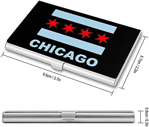 Чикаго Државно Знаме Носителот Бизнис Картичка Паричник за Мажи &засилувач; Жените Џеб Метал Тенок Име Картичка случај 3. 7х2, 2х0, 3 Инчи