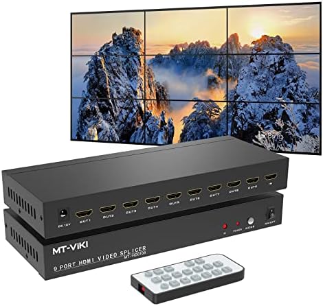 Мт-Вики Видео Ѕид Контролер 3х3, Поддршка 1080p 60Hz HDMI Излез и 1 Влез за 9 ТВ Спојување Дисплеј, 9 Канал Видео Ѕид Процесор