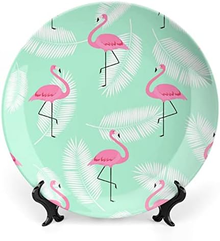 Шарена розова фламинго виси керамичка декоративна чинија со приказ за приказ Прилагодени годишнини за свадбени подароци за родители, нејзиниот