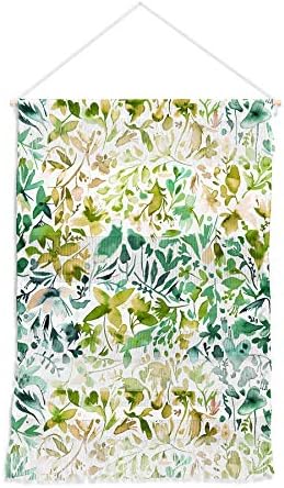 Негирајте ги дизајнираните зелени цвеќиња и растенија Ајви Нинола Дизајнс виси на wallид од влакна, голем портрет (22 ”x 31,5