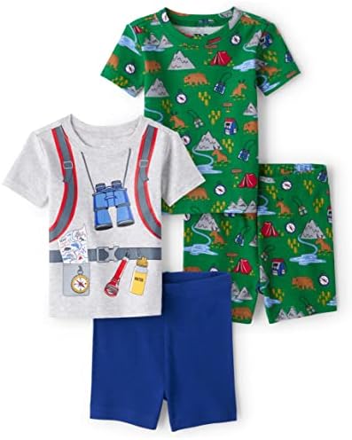 Детско место бебе-момчиња и момче за деца со кратки ракави на дете и шорцеви памук 2 парчиња пижама поставува 2 пакувања