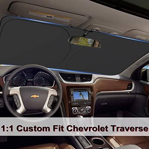 Сончева сенка на шофершајбната за автомобили - Мотоматски прилагодено вклопување Chevrolet Traverse SUV 2018 2018 2020 2021 2022 2023, со торбичка