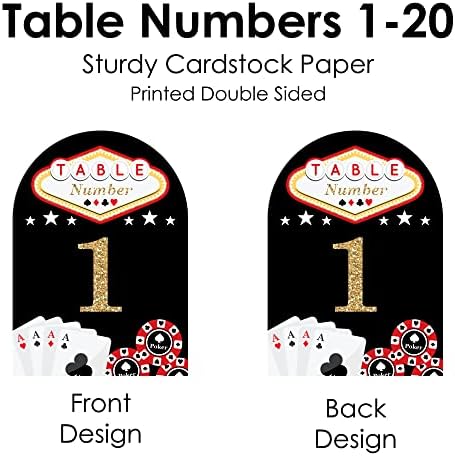 Голема точка на среќа Лас Вегас - Казино забава со двојно еднострана картичка од 5 x 7 инчи - броеви на табели - 1-20