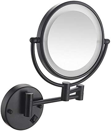 Zaahh 8inch Двострана LED прилагодлива лесна wallид монтирана бања огледала, 360 ° вртливата тркалезна форма на шминка огледало