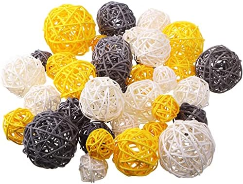 36 парчиња плетени ратан топки Декоративни топки за садови за централи orbs вазни полнила за пролетен летен занает, свадбена забава,