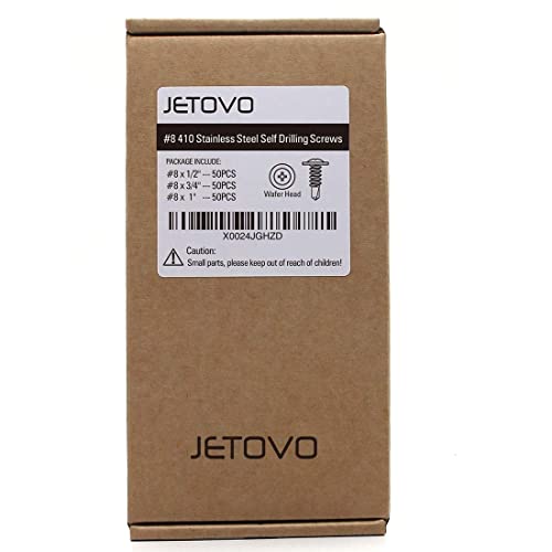 Jetovo 150 пакет 410 нафта од не'рѓосувачки челик, филипс, завртки за само -дупчење, лим метал Тек завртки за асортиман, модифициран самостојно вежбање на главата - Големин