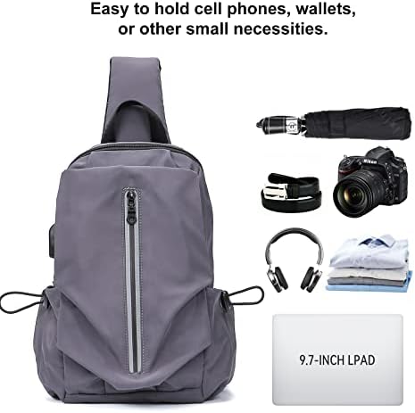 Чанта за вкрстено тело За Мажи Мала Торба За Рамо Ранец Жени, Водоотпорна Торба За Гради СО USB Порта За Полнење Лесен Дневен Пакет